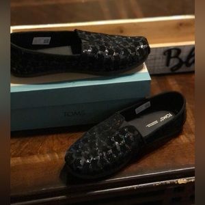 Toms shoes cat print glitter